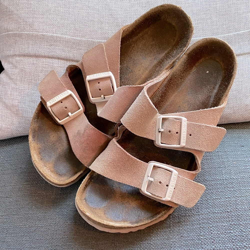 Birkenstock Arizona Soft Footbed Rose Suede Sandals Sz 40/9.5